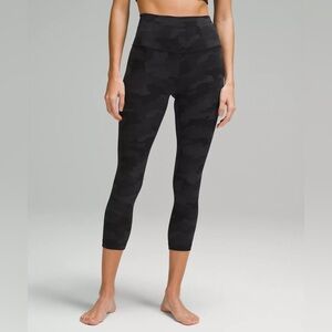 Lululemon High-Rise 25” Black Camo Crop Leggings (Size 4)